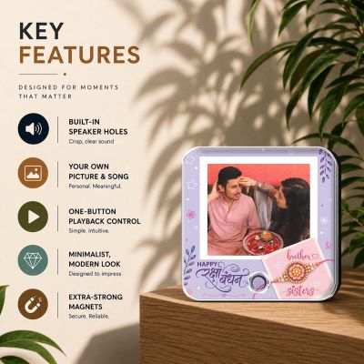 Personalized Sibling Story Rakhi Magnet  Musical Photo Fridge Magnet with Custom Voice Message Unique Raksha Bandhan Gift